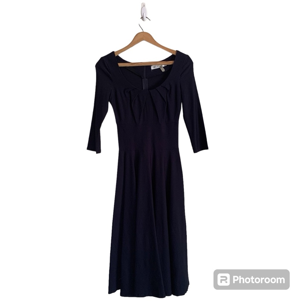 Muxxn Vintage Inspired Retro 50s A-Line Fit & Flare Dress Navy Blue Size 6 Small